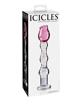 Icicles No. 12 Hand Blown Glass Massager - Clear w/Rose Tip by Icicles