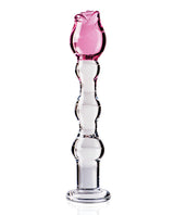 Icicles No. 12 Hand-Blown Glass Massager — Clear with Rose Tip