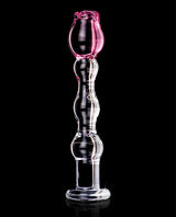 Icicles No. 12 Hand-Blown Glass Massager — Clear with Rose Tip