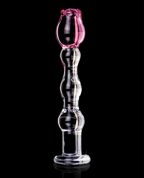 Icicles No. 12 Hand-Blown Glass Massager — Clear with Rose Tip