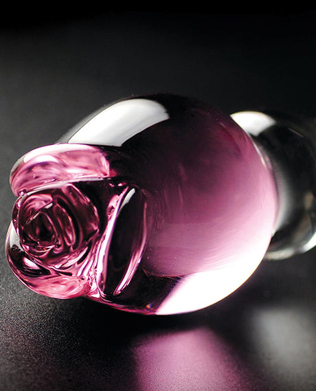 Icicles No. 12 Hand-Blown Glass Massager — Clear with Rose Tip