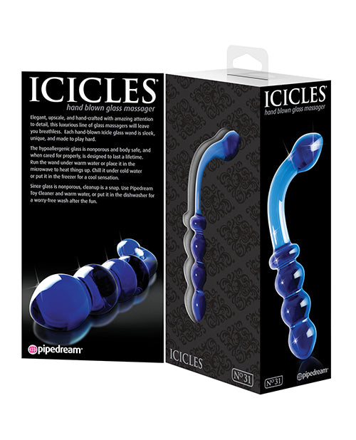Icicles No. 31 Hand-Blown Glass G-Spot Massager - Blue