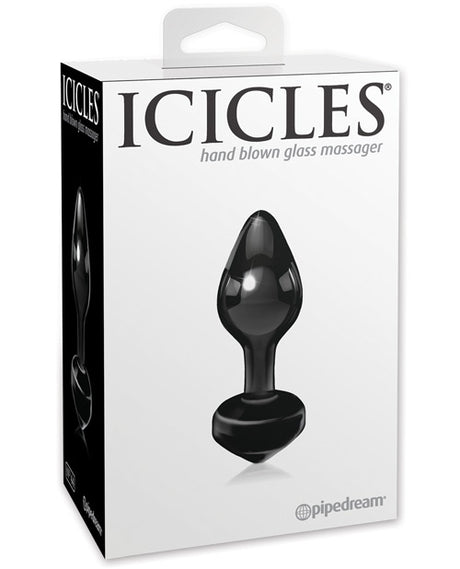 Icicles No. 44 Hand Blown Glass Butt Plug - Black by Icicles