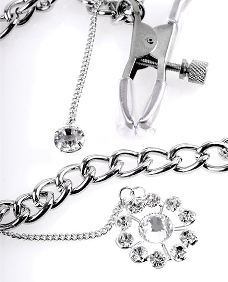 Fetish Fantasy Series Crystal Nipple Clamps with Adjustable Screws