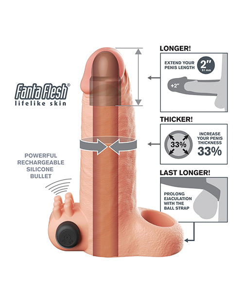 Fantasy X-Tensions Vibrating Real Feel 2 in. Extension — Light