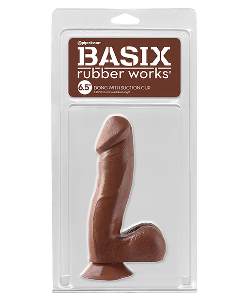 Basix Rubber Works 6.5" Dong w/Suction Cup - Brown by Basix Rubber Works