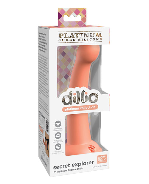 Dillio Platinum 6" Secret Explorer Silicone Dildo - Peach by Dillio