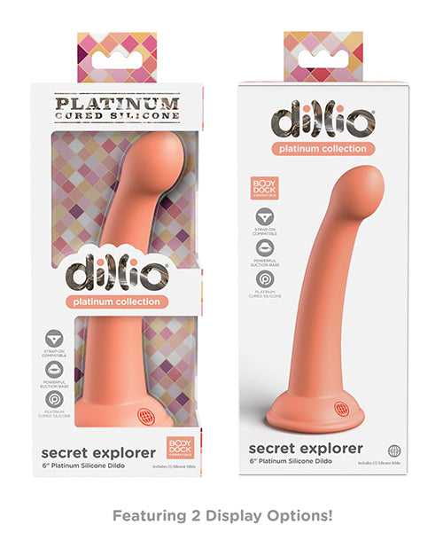 Dillio Platinum 6" Secret Explorer Silicone Dildo - Peach by Dillio