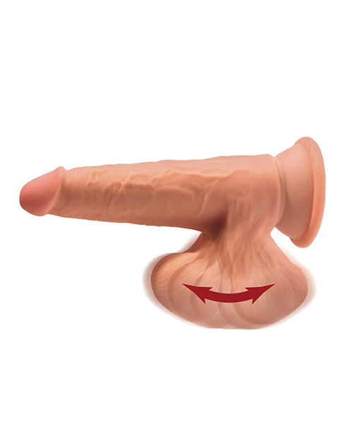 King Cock Plus 7" Triple Density Dildo with Swinging Balls, Tan