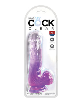 King Cock Clear 6" Cock w/Balls - Purple by King Cock