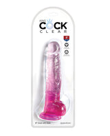 King Cock Clear 8" Cock w/Balls - Pink by King Cock