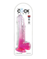 King Cock Clear 9" Cock w/Balls - Pink by King Cock