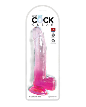 King Cock Clear 9" Cock w/Balls - Pink by King Cock