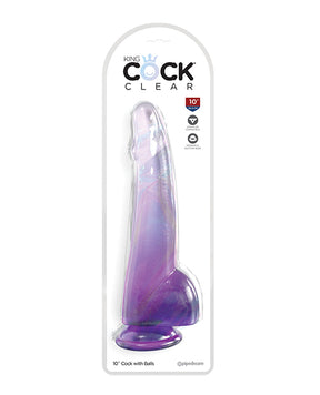King Cock Clear 10" Cock w/Balls - Purple by King Cock