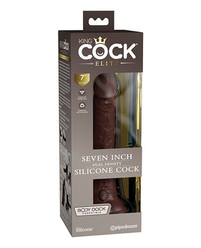 King Cock Elite 7" Dual Density Silicone Cock - Brown by King Cock Elite