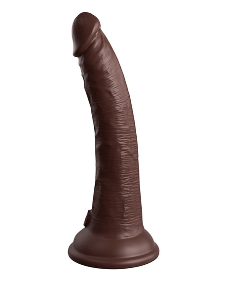 King Cock Elite 7" Dual-Density Vibrating Silicone Cock with Remote - Brown