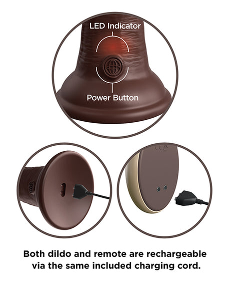 King Cock Elite 7" Dual-Density Vibrating Silicone Cock with Remote - Brown