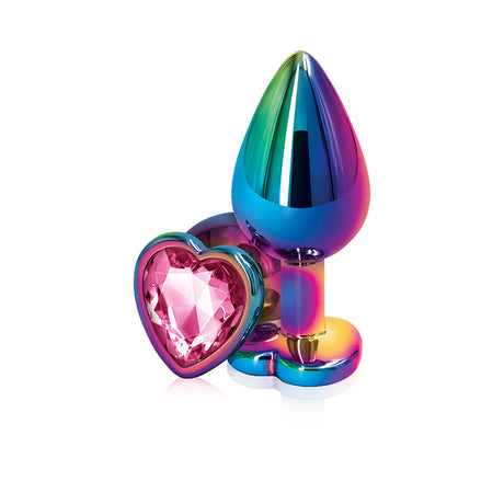 nsnovelties Rear Assets Multicolor Heart Anal Plug — Medium Pink - NSN0962-24