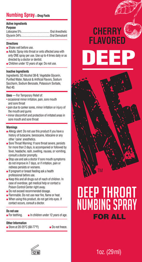 Deep Af Deep Throat Numbing Spray - Cherry - 1 Fl. Oz.