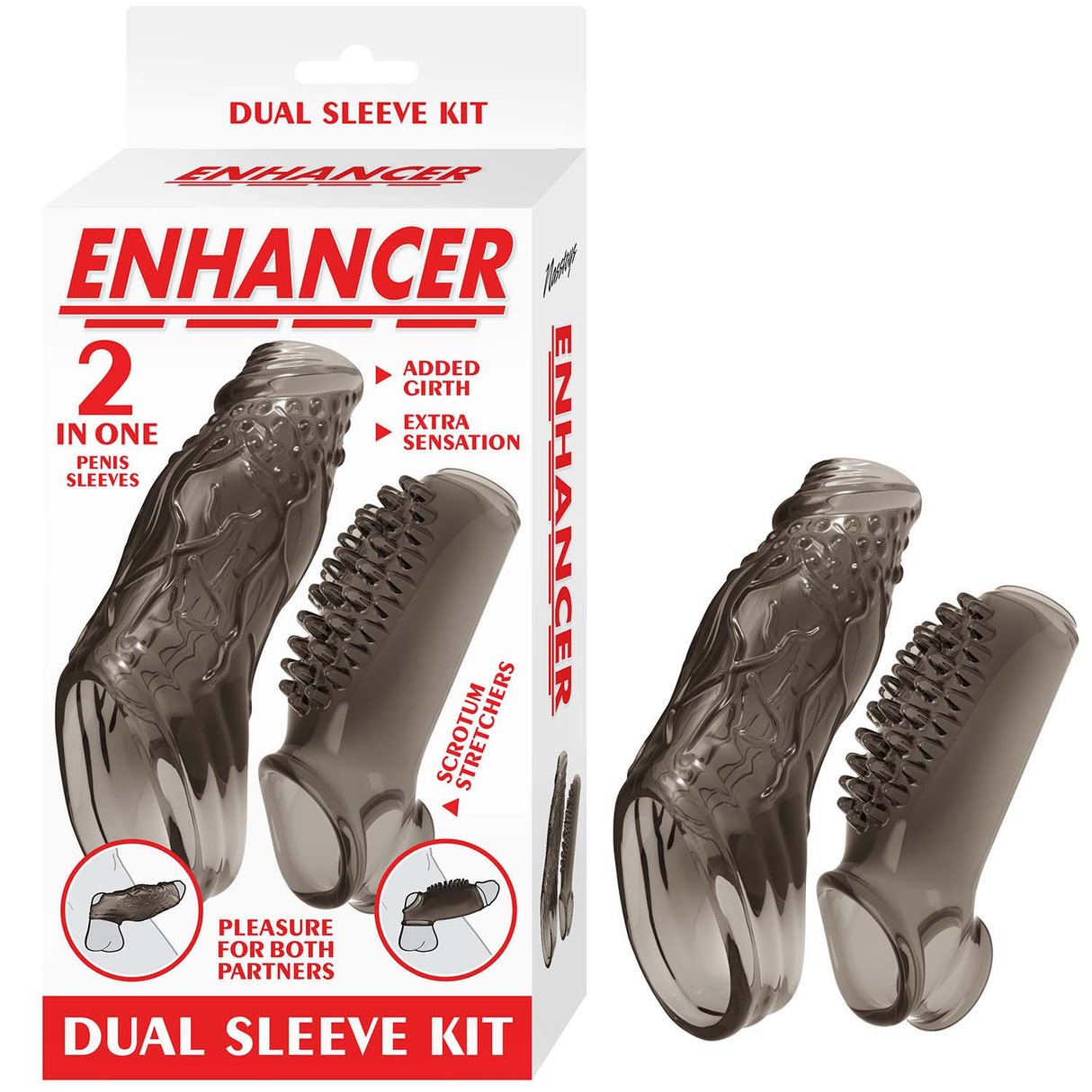 Nasstoys Enhancer Dual Sleeve Kit — Smoke, 2 Sleeves - NW3351-2