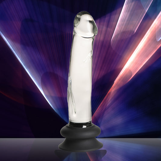 Glass Dildo with Silicone Base - 7.6 Inch by Pleasure Crystals
