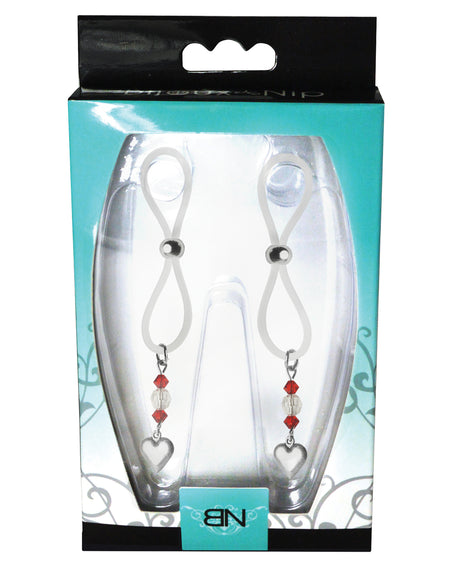 Bijoux de Nip Nipple Halos with Heart Charm — Red/Clear