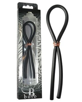 Bolo Silicone Lasso w/Rose Gold Crown Slider Ring - Black by Bolo