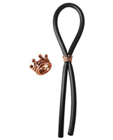 Bolo Silicone Lasso w/Rose Gold Crown Slider Ring - Black by Bolo