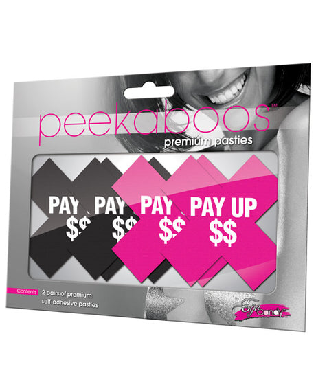Peekaboos Pay Up Pasties - 2 Pairs 1 Black/1 Pink by Peekaboos