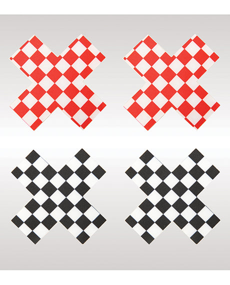 Peekaboos Off the Wall Checkered Pasties - 2 Pairs 1 Black/1 Red by Peekaboos