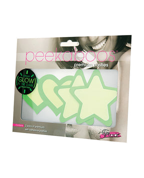 Peekaboos Glow in the Dark Hearts & Stars - Green 2 Pairs by Peekaboos