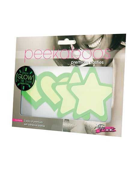 Peekaboos Glow in the Dark Hearts & Stars - Green 2 Pairs by Peekaboos