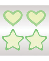Peekaboos Glow in the Dark Hearts & Stars - Green 2 Pairs by Peekaboos