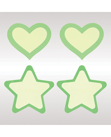 Peekaboos Glow in the Dark Hearts & Stars - Green 2 Pairs by Peekaboos