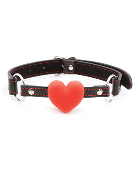 Plesur Heart Ball Gag w/Red Hearts - Black by Plesur