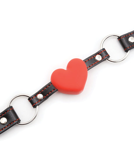 Plesur Heart Ball Gag w/Red Hearts - Black by Plesur