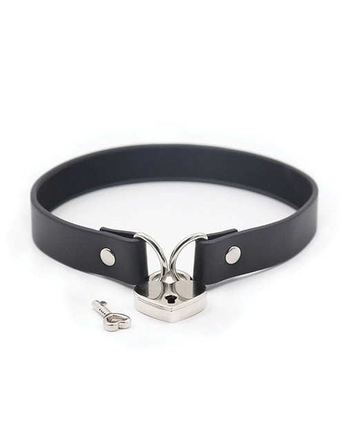 Plesur PVC Collar w/Heart Lock - Black by Plesur