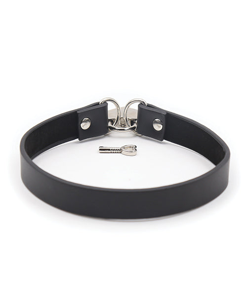 Plesur PVC Locking Collar with Heart Lock, Black, 14"