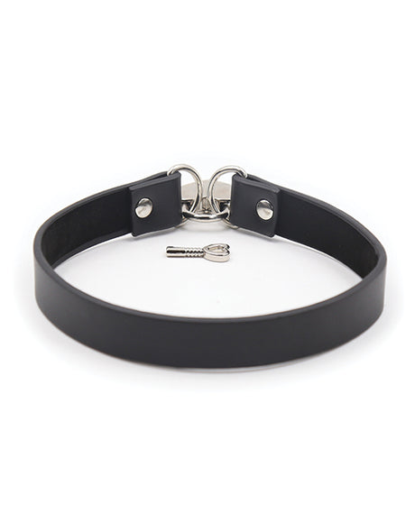 Plesur PVC Locking Collar with Heart Lock, Black, 14"