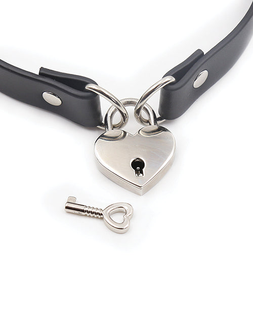 Plesur PVC Collar w/Heart Lock - Black by Plesur