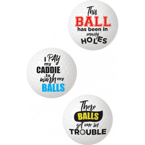 Hott Products Balls Deep Novelty Golf Balls — Assorted Slogans, 3-Pack - HTP3735