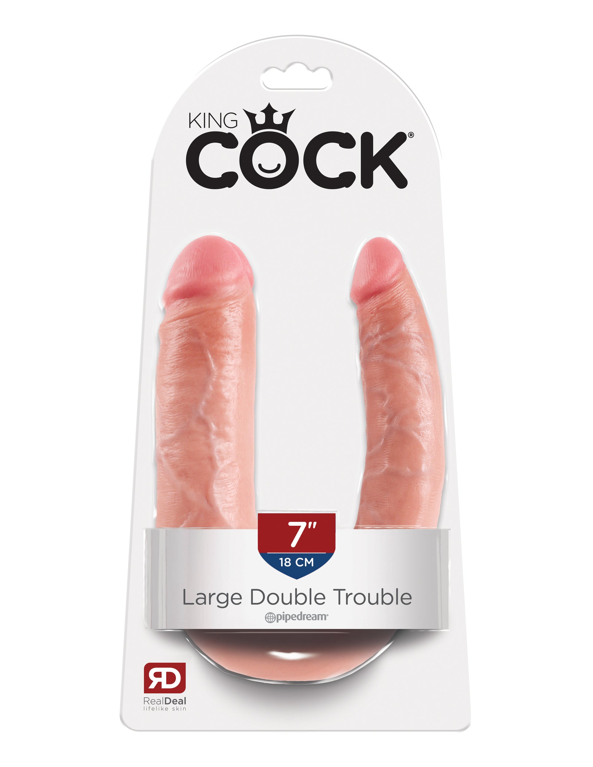 King Cock Double Trouble - Large - Flesh by Pipedream