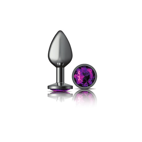 Viben Medium Gunmetal Metal Anal Plug with Purple Gem - VB-CC9124