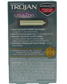 Paradise Marketing Trojan Sensitivity Ultra Thin Armor Spermicidal Condoms, 12 Pack - TJ92742