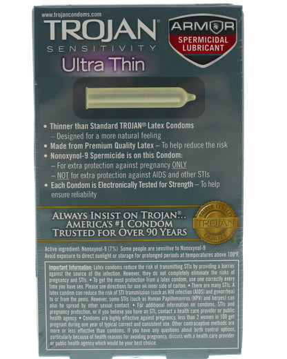 Trojan Sensitivity Ultra Thin Armor Spermicidal Lubricated Condoms 12 Pack