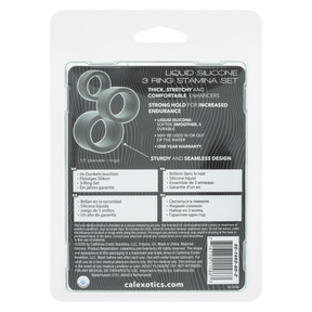 CalExotics Alpha Liquid Silicone 3-Ring Stamina Set - Black - SE1492652