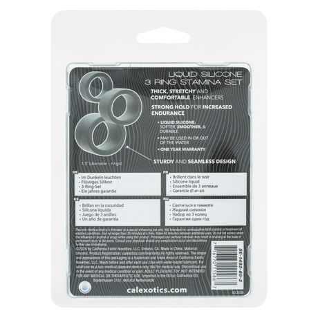 CalExotics Alpha Liquid Silicone 3-Ring Stamina Set - Black - SE1492652