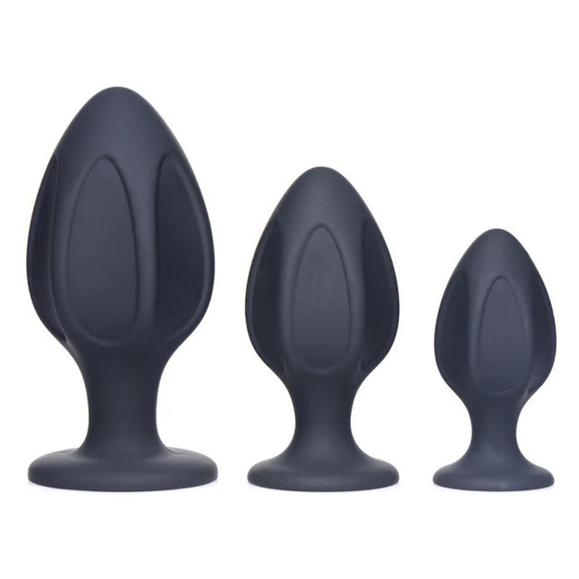 XR Brands Triple Juicers Silicone Anal Trainer Set — Black - AG684