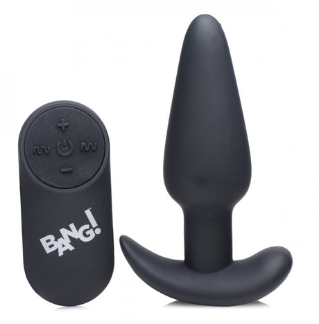 XR Brands 21x Silicone Butt Plug with Remote — Black - BNG-AG563-BLK