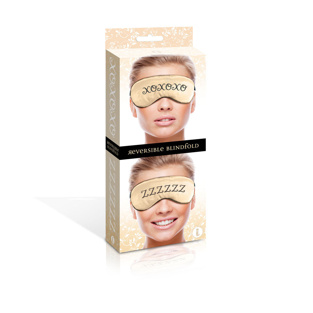 Icon Brands Satin Blindfold — Black/Gold XOXO/ZZZZZ - ICB2637-2